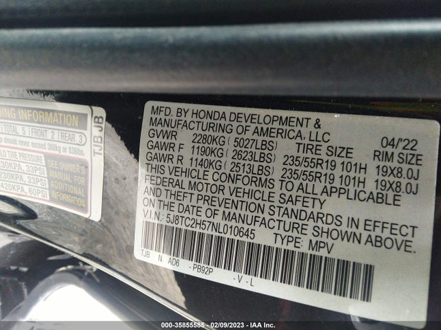 Acura Rdx W/technology Package 2022 5J8TC2H57NL010645 Image 10