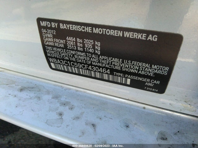 BMW 3 Series 328i 2012 WBA3C1C59CF430464 Image 10