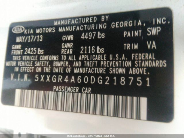 5XXGR4A60DG218751 KIA OPTIMA SX