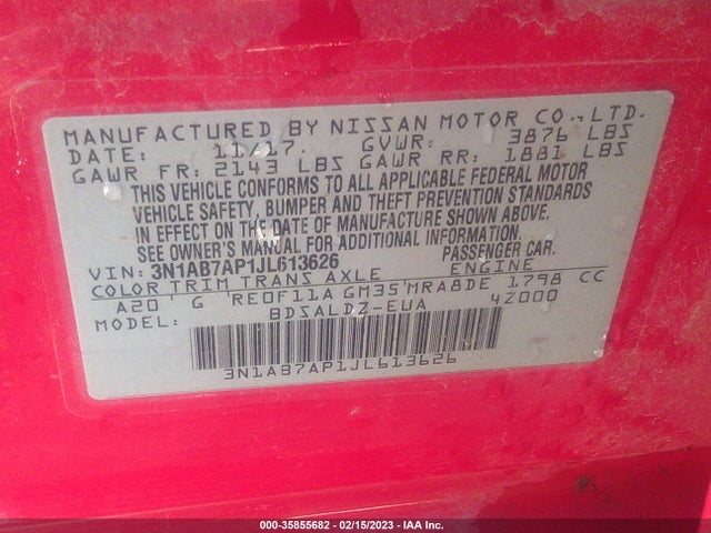 Nissan SENTRA SV 2018 3N1AB7AP1JL613626 Image 9