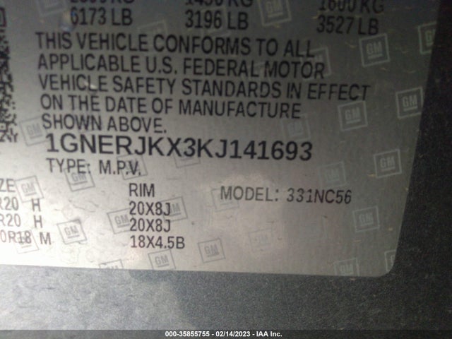 Chevrolet Traverse Rs 2019 1GNERJKX3KJ141693 Image 11