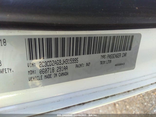 Dodge Challenger Sxt 2018 2C3CDZAG9JH315995 Image 9