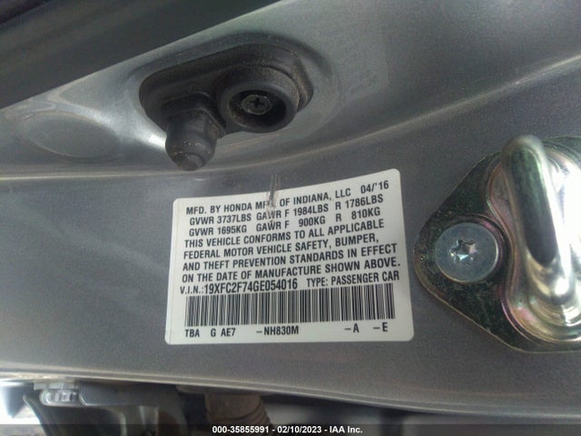 Honda Civic Sedan Ex 2016 19XFC2F74GE054016 Image 10