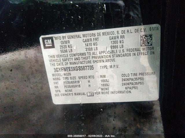3GYFNEE3XGS587705 Cadillac Srx Luxury Collection