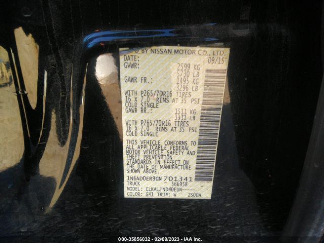 1N6AD0ER9GN701341 Nissan Frontier S/sv/desert Runner/sl