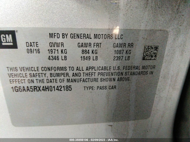 1G6AA5RX4H0142185 Cadillac Ats Sedan Rwd