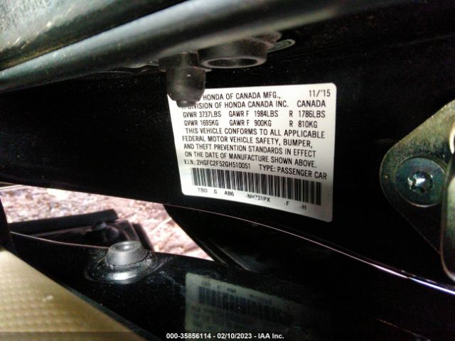 2HGFC2F52GH510051 Honda Civic Sedan Lx