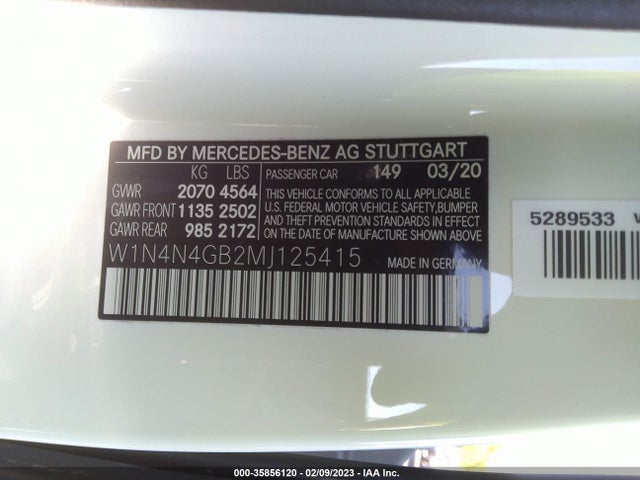 2021 Mercedes-Benz GLA-Class, VIN: W1N4N4GB2MJ125415