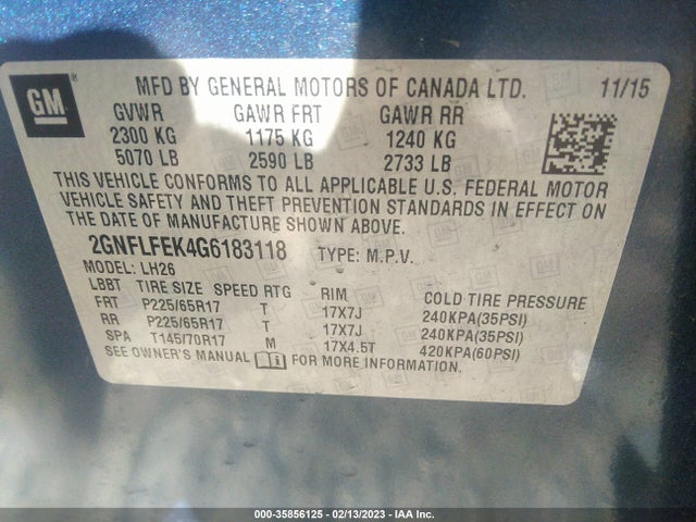 Chevrolet Equinox 2016 2GNFLFEK4G6183118 Image 10