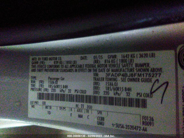 Ford FIESTA SE 2015 3FADP4BJ8FM175277 Image 9
