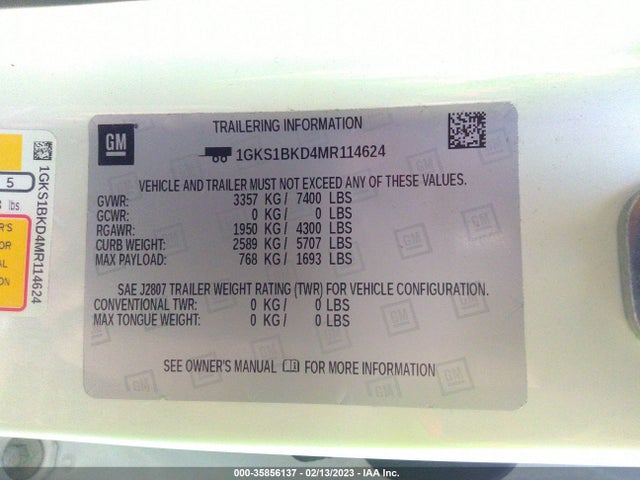 GMC YUKON SLT 2021 1GKS1BKD4MR114624 Image 9
