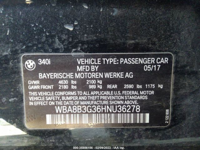WBA8B3G36HNU36278 BMW 3 Series 340i