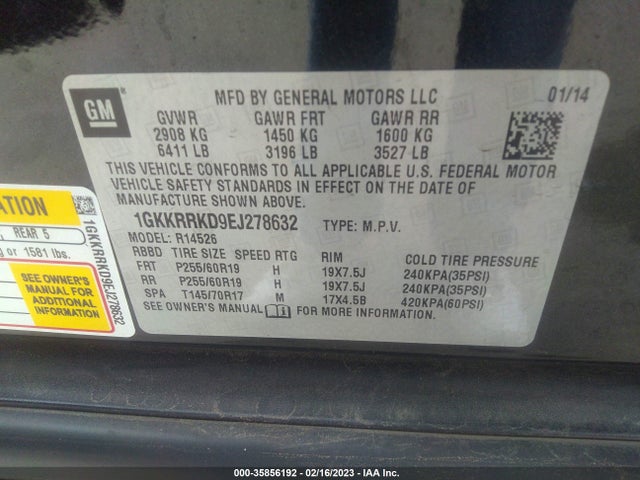 GMC ACADIA SLT 2014 1GKKRRKD9EJ278632 Image 9