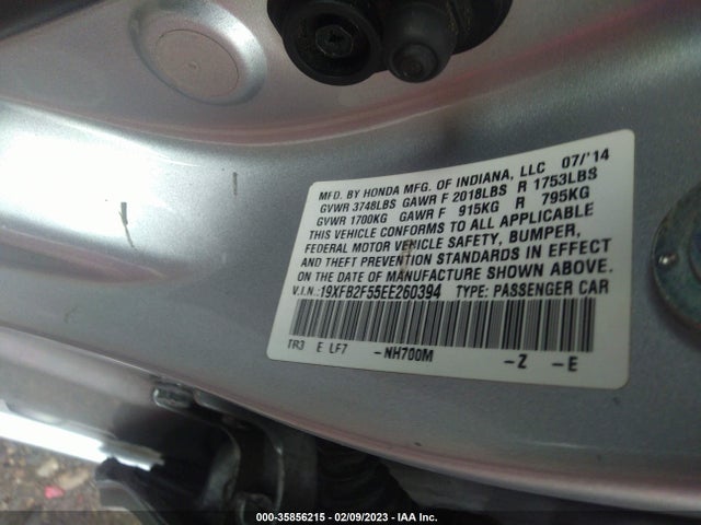 2014 HONDA CIVIC SEDAN LX VIN: 19XFB2F55EE260394