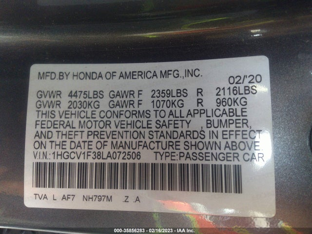 Honda Accord 2020 1HGCV1F38LA072506 Image 21
