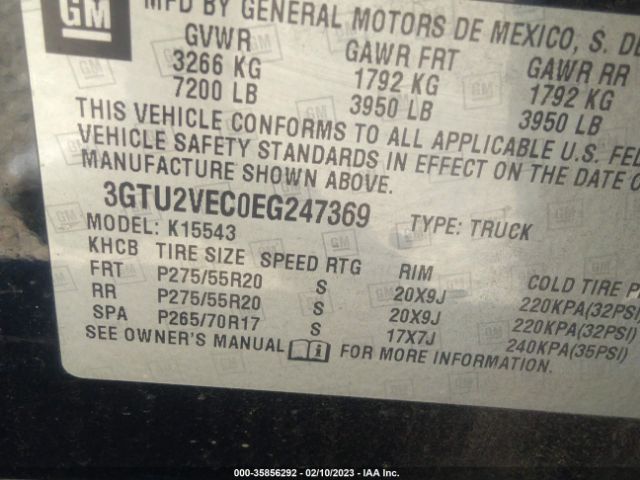 3GTU2VEC0EG247369 GMC Sierra 1500 Slt