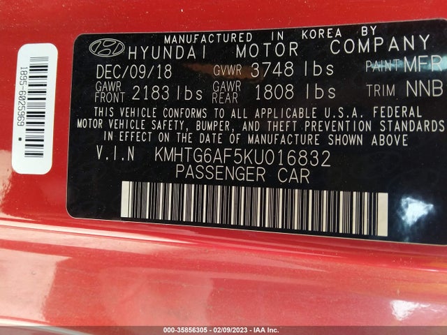 Hyundai Veloster 2.0 2019 KMHTG6AF5KU016832 Image 10