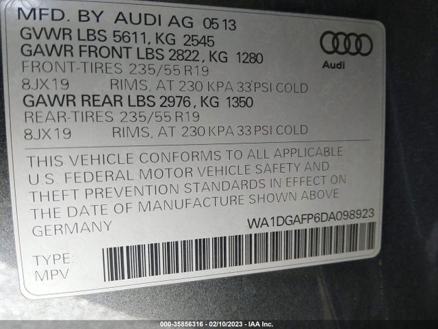 WA1DGAFP6DA098923 Audi Q5 Premium Plus
