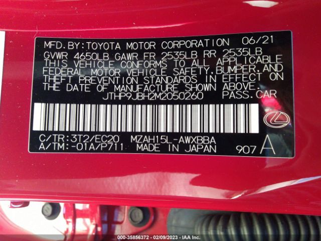 2021 LEXUS UX JTHP9JBH2M2050260 Photo 8