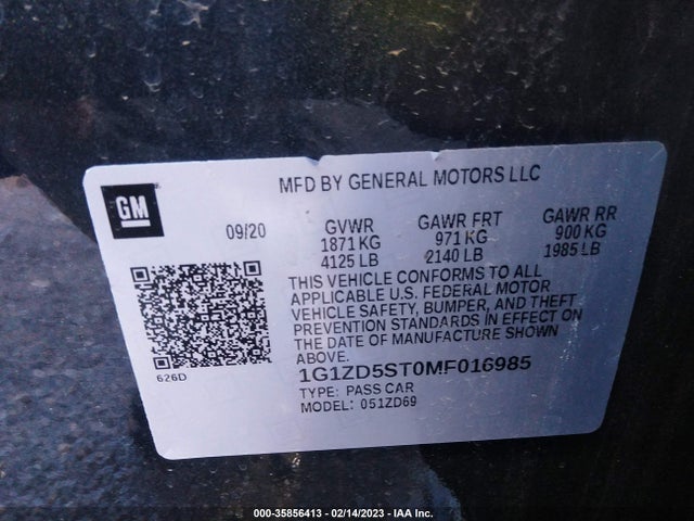 Chevrolet MALIBU LT 2021 1G1ZD5ST0MF016985 Image 9