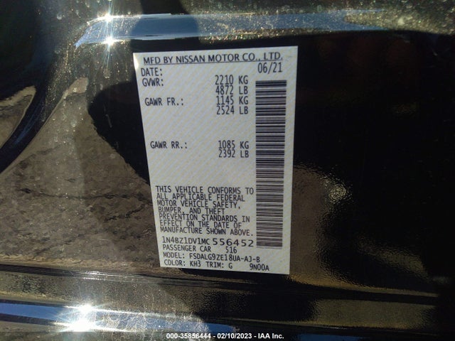 2021 Nissan Leaf, VIN: 1N4BZ1DV1MC556452