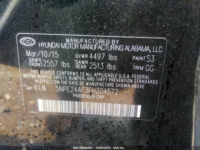 2015 Hyundai Sonata, VIN: 5NPE24AF3FH204572