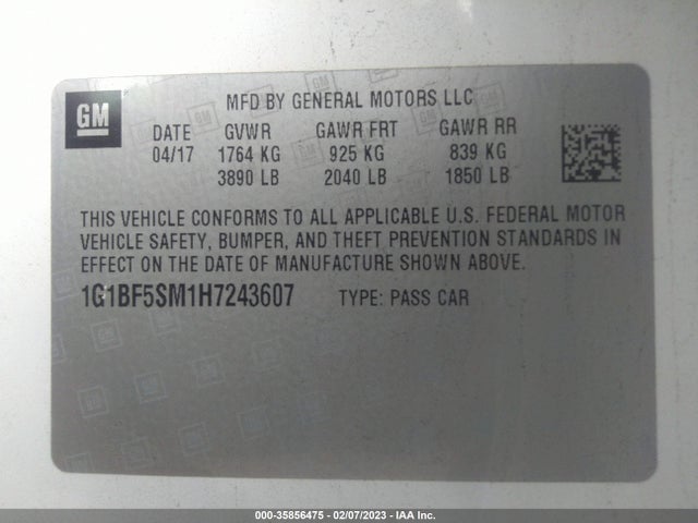 Chevrolet Cruze Premier 2017 1G1BF5SM1H7243607 Image 10