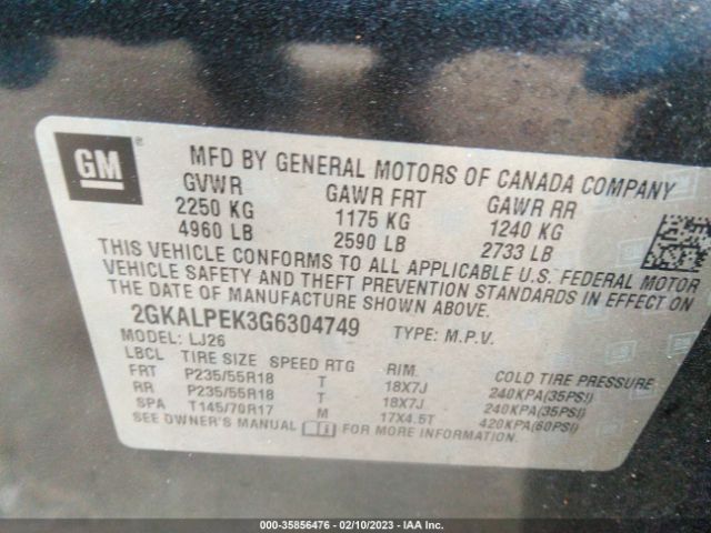 2GKALPEK3G6304749 GMC Terrain Slt