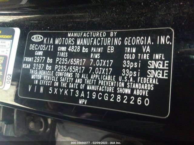 5XYKT3A19CG282260 KIA SORENTO LX