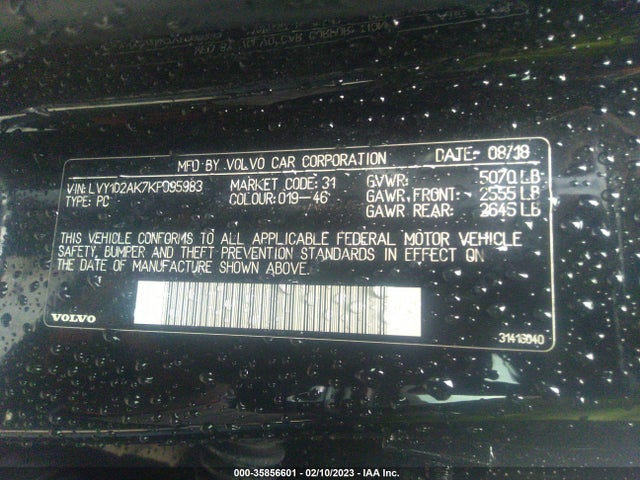 2019 Volvo S90, VIN: LVY102AK7KP095983