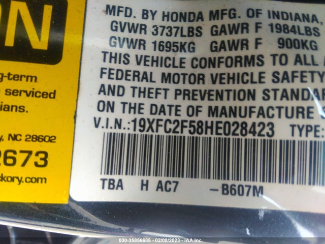 Honda Civic Sedan Lx 2017 19XFC2F58HE028423 Image 9