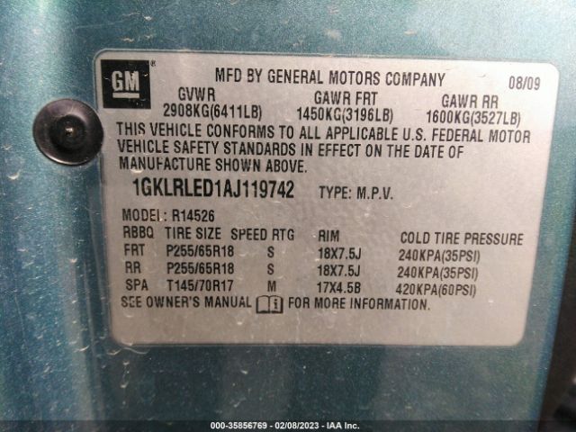 1GKLRLED1AJ119742 GMC ACADIA SLE