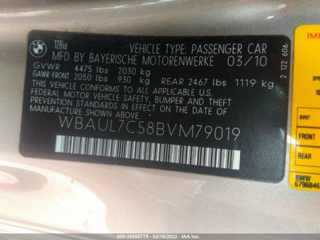WBAUL7C58BVM79019 BMW 1 Series 128i