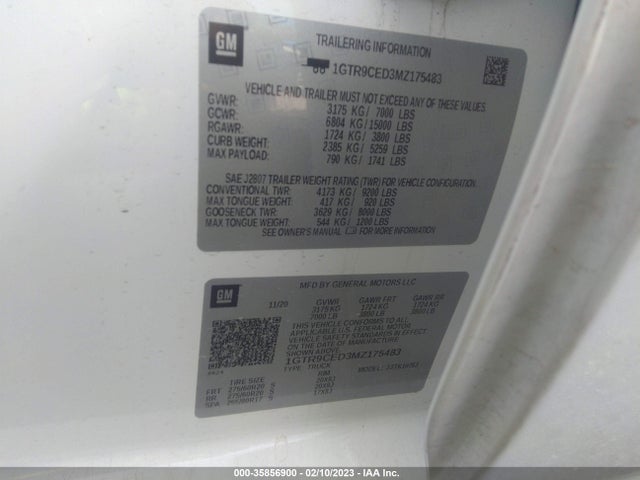 GMC Sierra 1500 Elevation 2021 1GTR9CED3MZ175483 Image 9