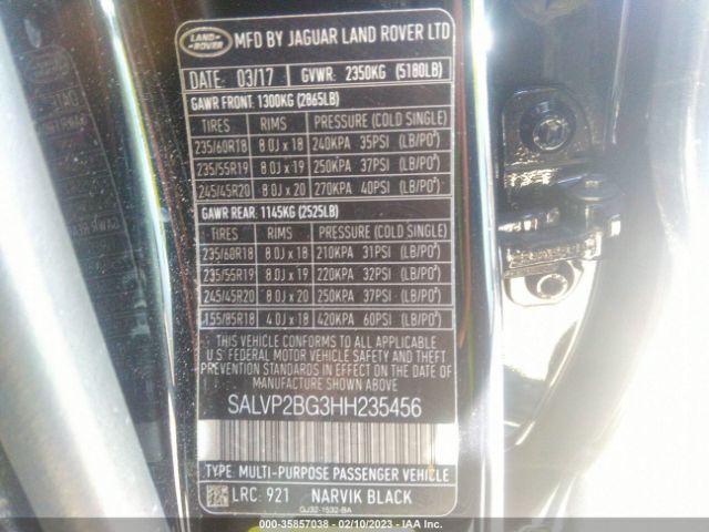 SALVP2BG3HH235456 Land Rover Range Rover Evoque Se