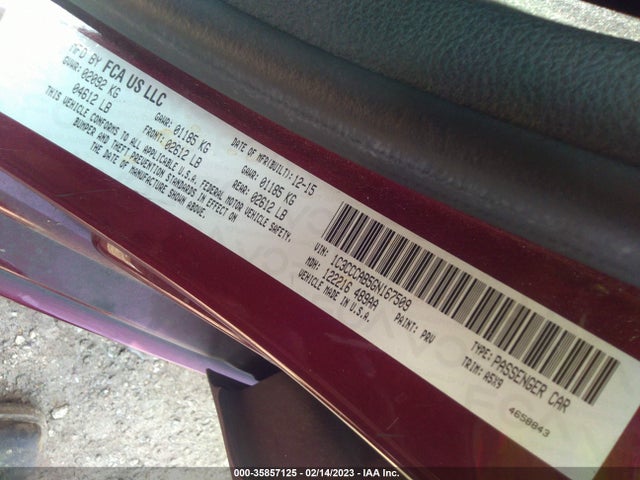 1C3CCCAB5GN167509 Chrysler 200 Limited