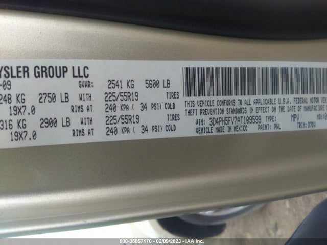 Dodge Journey Sxt 2010 3D4PH5FV7AT109599 Image 10