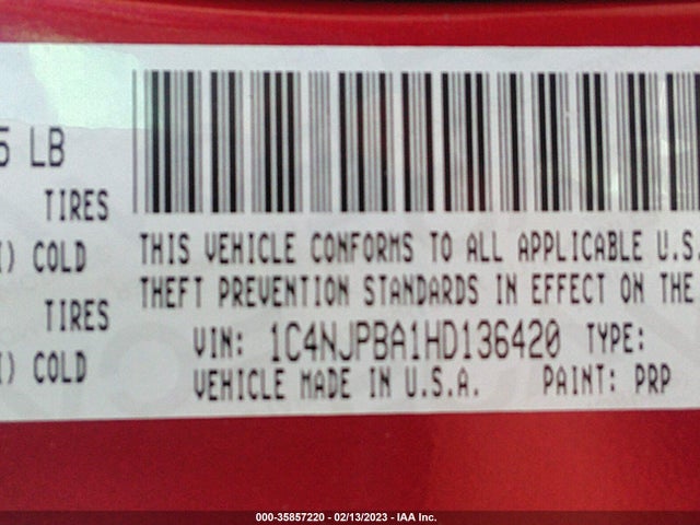 Продаж на аукціоні авто 2017 Jeep Patriot Sport, vin: 1C4NJPBA1HD136420, номер лоту: 35857220