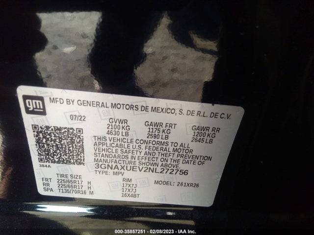 Chevrolet EQUINOX LT 2022 3GNAXUEV2NL272756 Image 9