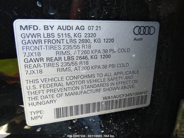 WA1AUCF34N1004947 Audi Q3 PREMIUM