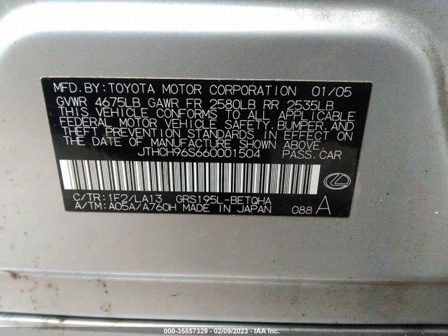 Lexus GS 300 2006 JTHCH96S660001504 Image 10