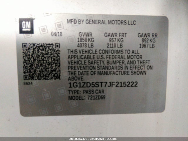 Chevrolet MALIBU LT 2018 1G1ZD5ST7JF215222 Image 9