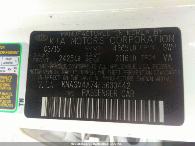 KNAGM4A74F5630442 KIA Optima Lx