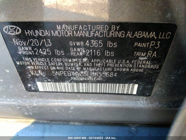 Hyundai SONATA GLS 2014 5NPEB4AC8EH855684 Image 9