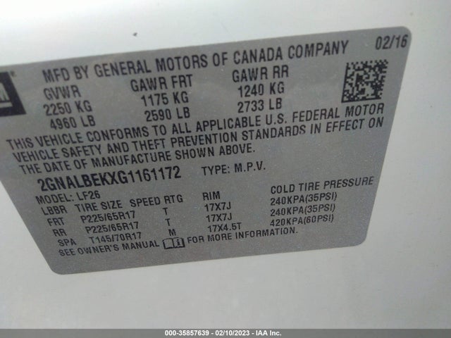 Chevrolet EQUINOX LS 2016 2GNALBEKXG1161172 Image 10