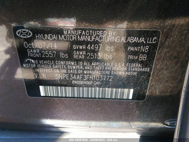 2015 Hyundai Sonata, VIN: 5NPE34AF3FH103772