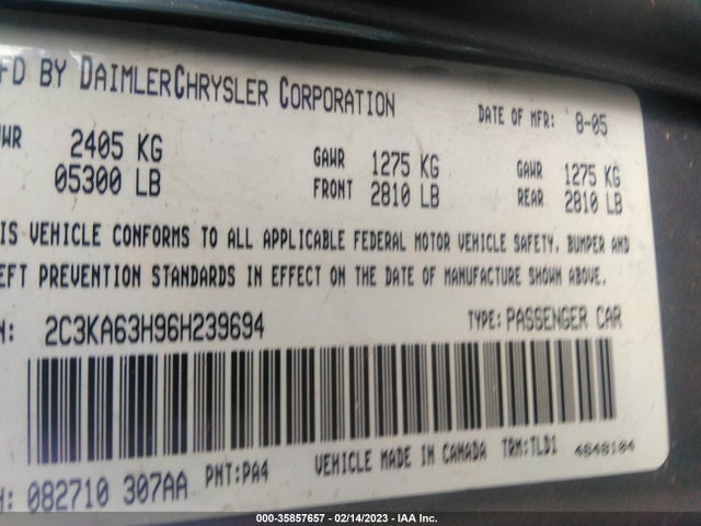 Chrysler 300 C 2006 2C3KA63H96H239694 Image 10
