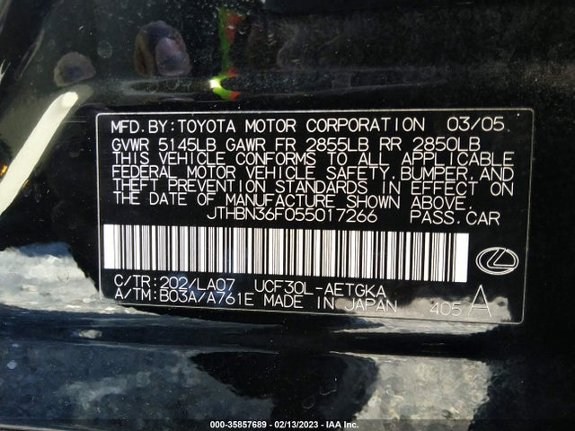 JTHBN36F055017266 Lexus LS 430