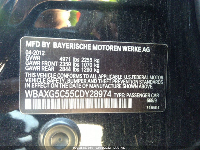 BMW 5 Series 528i 2012 WBAXG5C55CDY28974 Image 10
