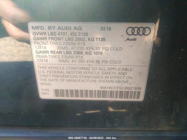 WA1BCCFS2JR027539 Audi Q3 Premium/sport Premium